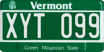 VT license plate XYT099