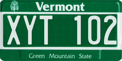 VT license plate XYT102