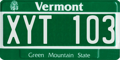 VT license plate XYT103
