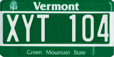 VT license plate XYT104
