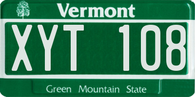 VT license plate XYT108