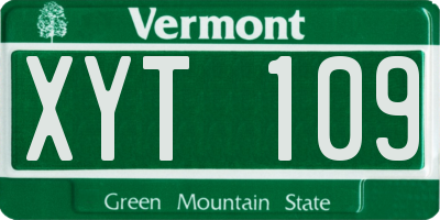 VT license plate XYT109