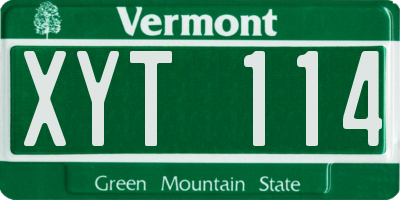 VT license plate XYT114