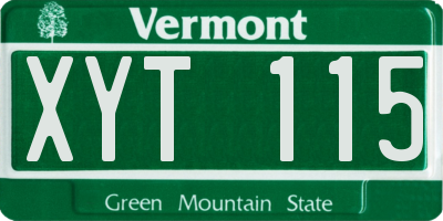 VT license plate XYT115