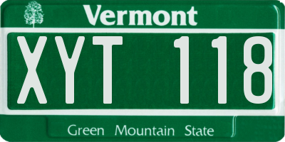 VT license plate XYT118