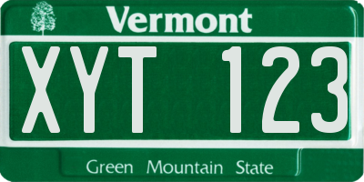 VT license plate XYT123