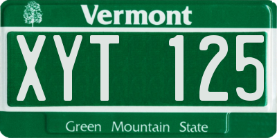 VT license plate XYT125