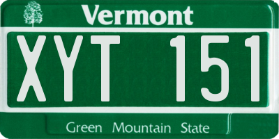 VT license plate XYT151