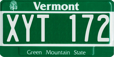 VT license plate XYT172