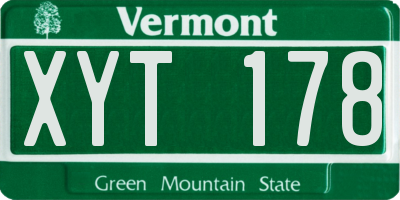 VT license plate XYT178