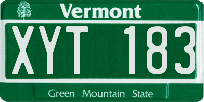 VT license plate XYT183