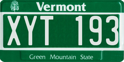 VT license plate XYT193