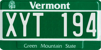 VT license plate XYT194