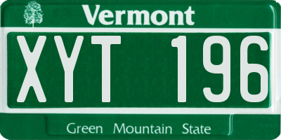 VT license plate XYT196