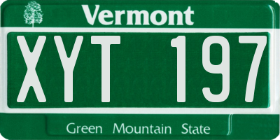 VT license plate XYT197