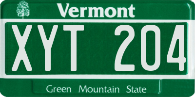 VT license plate XYT204