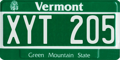 VT license plate XYT205