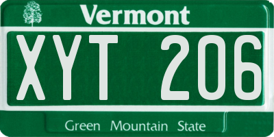 VT license plate XYT206