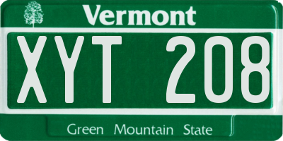 VT license plate XYT208