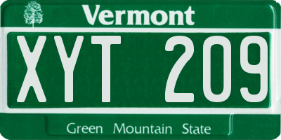 VT license plate XYT209
