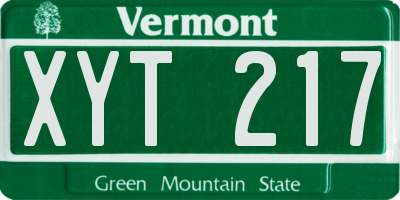 VT license plate XYT217