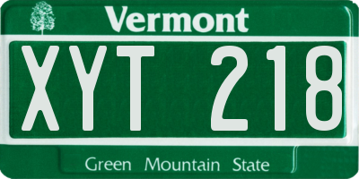 VT license plate XYT218