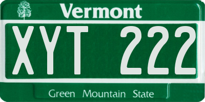 VT license plate XYT222