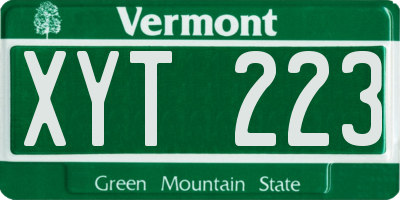 VT license plate XYT223