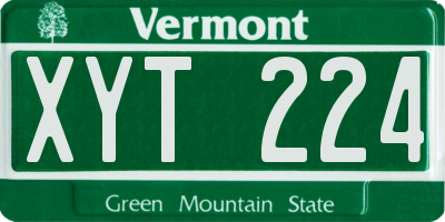 VT license plate XYT224