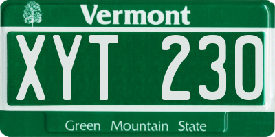VT license plate XYT230