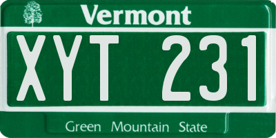 VT license plate XYT231