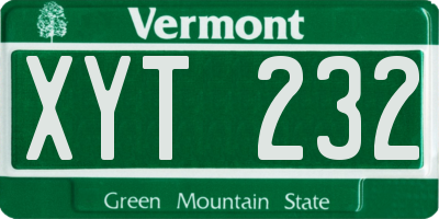 VT license plate XYT232