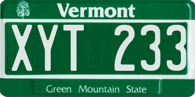 VT license plate XYT233
