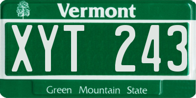 VT license plate XYT243