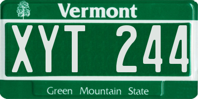 VT license plate XYT244