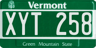 VT license plate XYT258