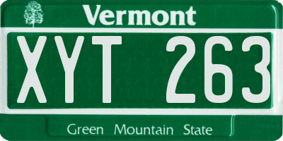 VT license plate XYT263