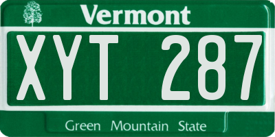 VT license plate XYT287