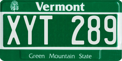 VT license plate XYT289