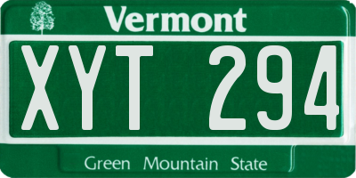 VT license plate XYT294