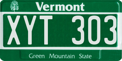 VT license plate XYT303