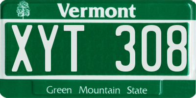 VT license plate XYT308