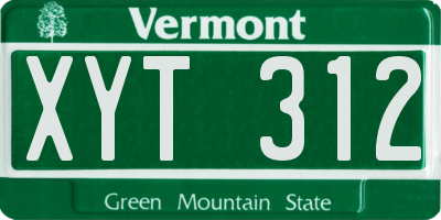 VT license plate XYT312