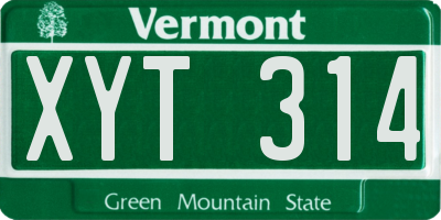 VT license plate XYT314