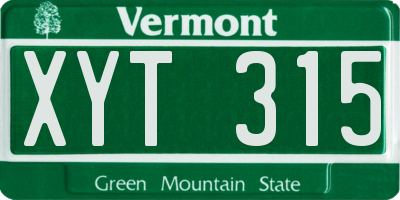 VT license plate XYT315