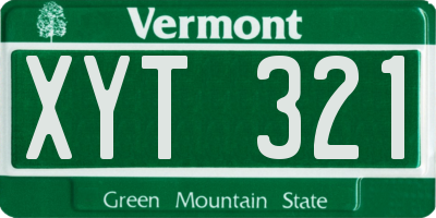 VT license plate XYT321