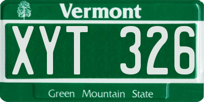 VT license plate XYT326