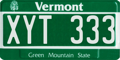VT license plate XYT333