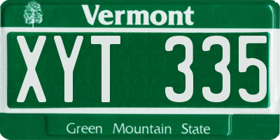 VT license plate XYT335