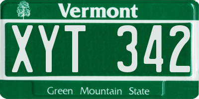 VT license plate XYT342